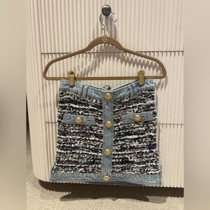 Balmain Tweed Denim Mini Skirt